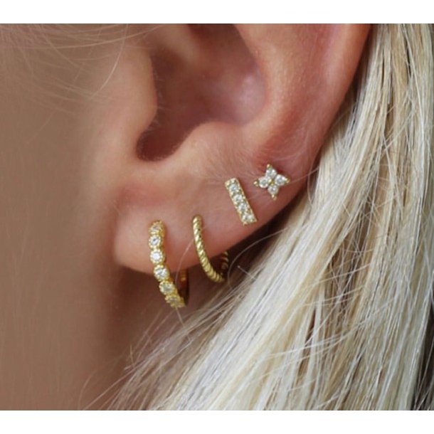restikker - Flower Studs forgyldt slv