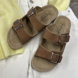 Fly Flot anatomic sandal dame brun ruskind str 36-41