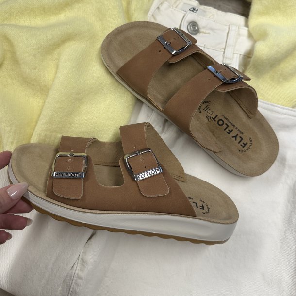 Fly Flot anatomic sandal dame brun ruskind str 36-41