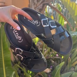 Fly Flot dame sandal sort lak tr. 36-41