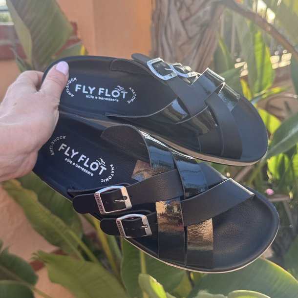 Fly Flot dame sandal sort lak tr. 36-41