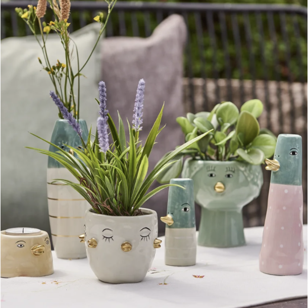 Vase ansigt med nb keramik rosa 