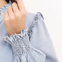 Denim skjorte m. flse bomuld str. S-L