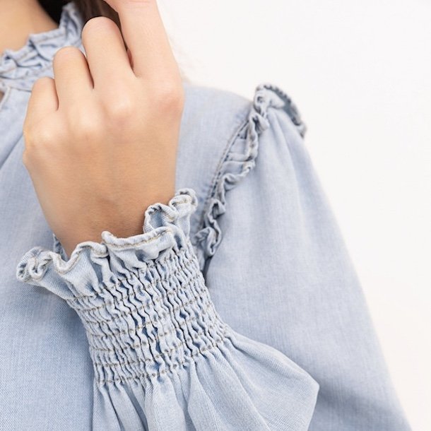 Denim skjorte m. flse bomuld str. S-L