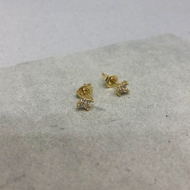 restikker - Flower Studs forgyldt slv