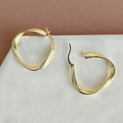 Hoops Twisted Lines 28 mm forgyldt slv