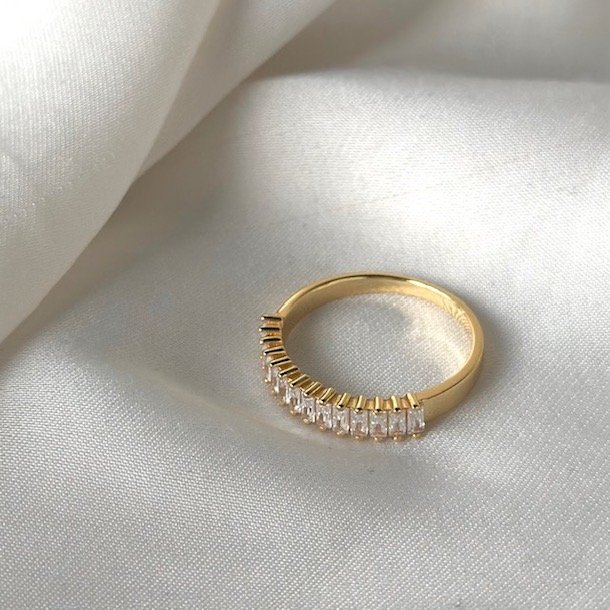 Fingerring PHILINA CLEAR Forgyldt Slv
