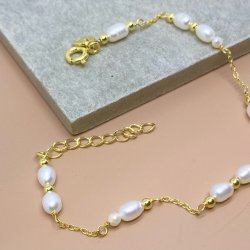 Armbnd CARA m. perler forgyldt slv