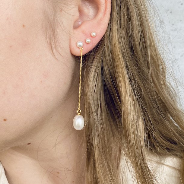 restikker MEGAN m. kde og hvid perle forgyldt 