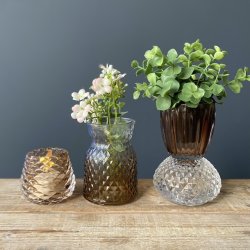 Fyrfadsstage kogle farvet glas