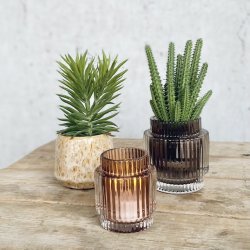 Fyrfadsstage rille glas  H8 7Cm