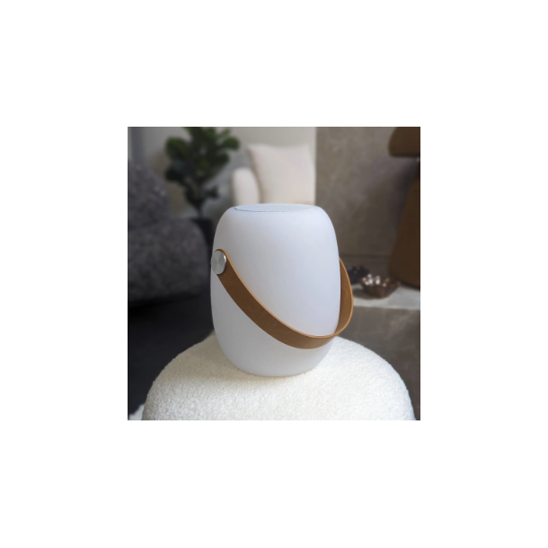 LED Lampe med h�jtaler og l�der strop