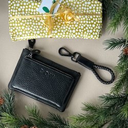 Kort nglesnor og matchende pung COW - sort skind