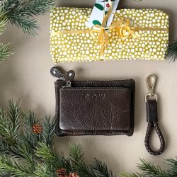 Kort nglesnor og matchende pung COW - kaffe skind