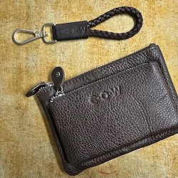 Kort nglesnor og matchende pung COW - kaffe skind