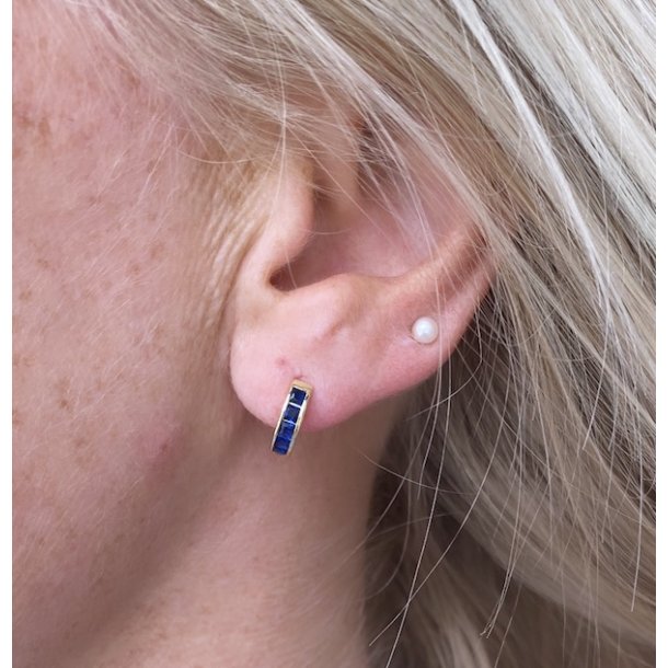 Gemma hoops BLUE forgyldt slv