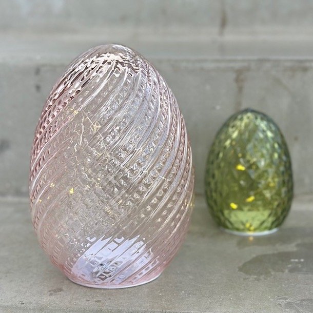 Lampe m. LED rosa Glas