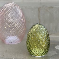 Grn glaslampe m. LED, H12xDia9cm