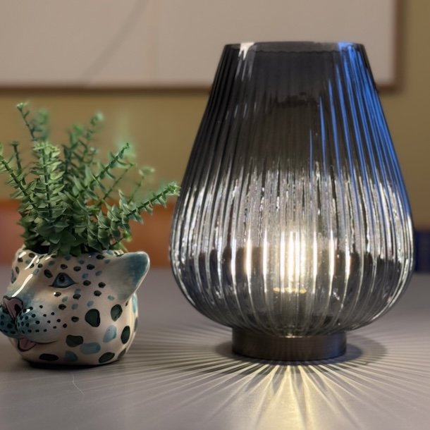 Lampe LED stor bl GLas