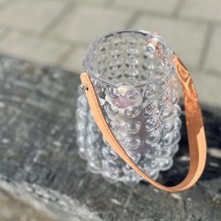 Lanterne m/lder hndtag klar glas