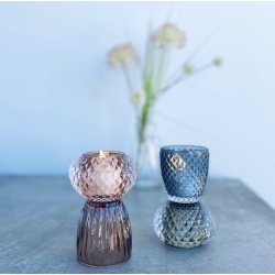 Fyrfadsstage rombe upside down - glas