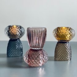 Fyrfadsstage rombe upside down - glas