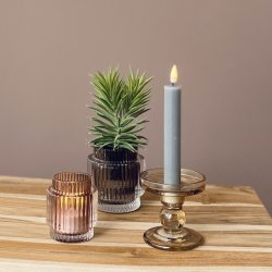 Fyrfadsstage rille glas  H8 7Cm