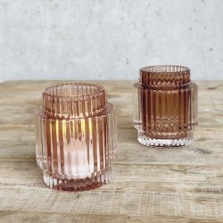 Fyrfadsstage rille glas  H8 7Cm