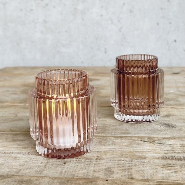 Fyrfadsstage rille glas  H8 7Cm