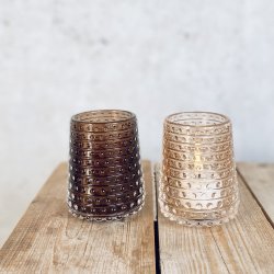 Fyrfadsstge med bobler glas H9 7,5 Cm