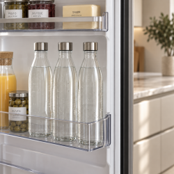 Glas flaske med skruel�g - 1 liter / til k�leskab