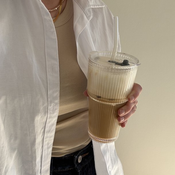 Glaskop med l�g og suger�r 550 ml - 4 pak