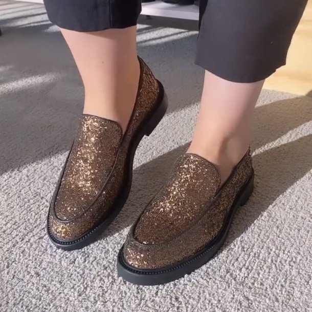 LOAFER CPHS BROWN GLITTER skind str 36-41 Loafers og ballerinaer