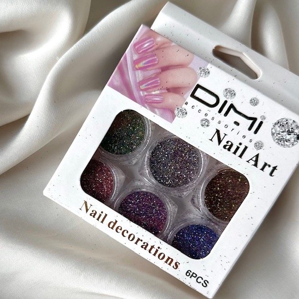 Nail Deko glimmer - pakke med 6