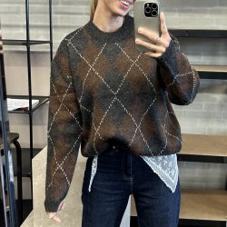 Sweater argyle uld miks 