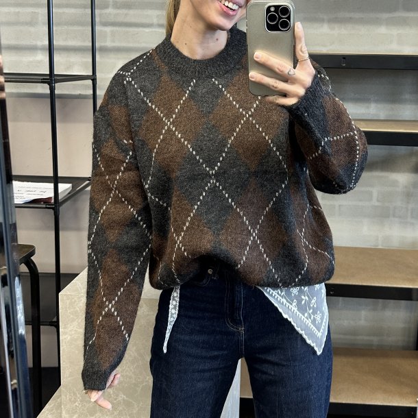 Sweater argyle uld miks 