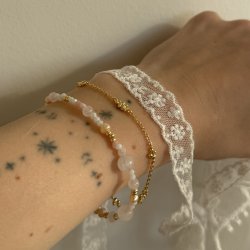 Armb�nd GRACE PEARL 17 + 3 CM - Forgyldt S�lv