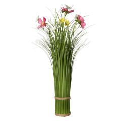 Gr�s med farverige blomster - udend�rs H 58 cm