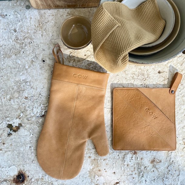 Grillhandske cognac lder