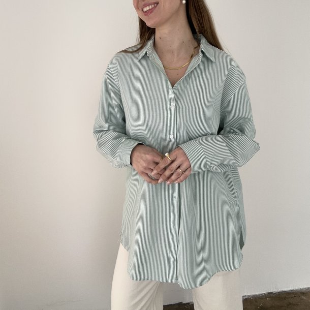 Skjorte Kamma i gr�n med striber XS-XL