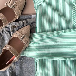 Skjorte DENISE med grnne striber str. S-XL