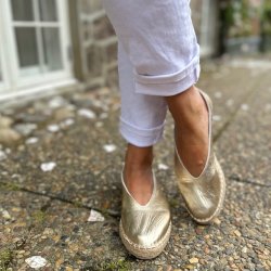Ballerina espadrillos guld skind str. 36-40