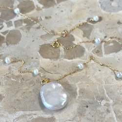 Halskde GARDA pearl 43-50 cm forgyldt slv