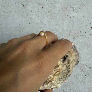 RING PEARL RING forgyldt slv