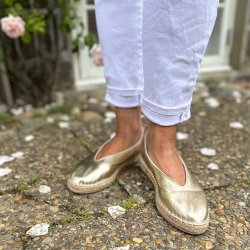 Ballerina espadrillos guld skind str. 36-40