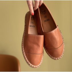 Espadrillos soft med bast skind varm cognac str. 36-42