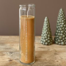 Kalenderlys i glas Dia. 6cm Camel