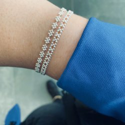 Armbnd LOTS OF FLOWERS sterling slv