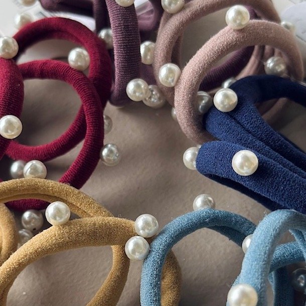 Hrelastikker med perler 3 stk 