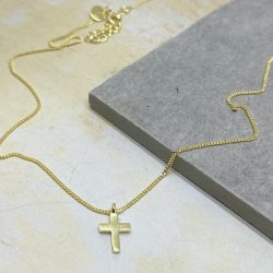 Halskde plain kors forgyldt